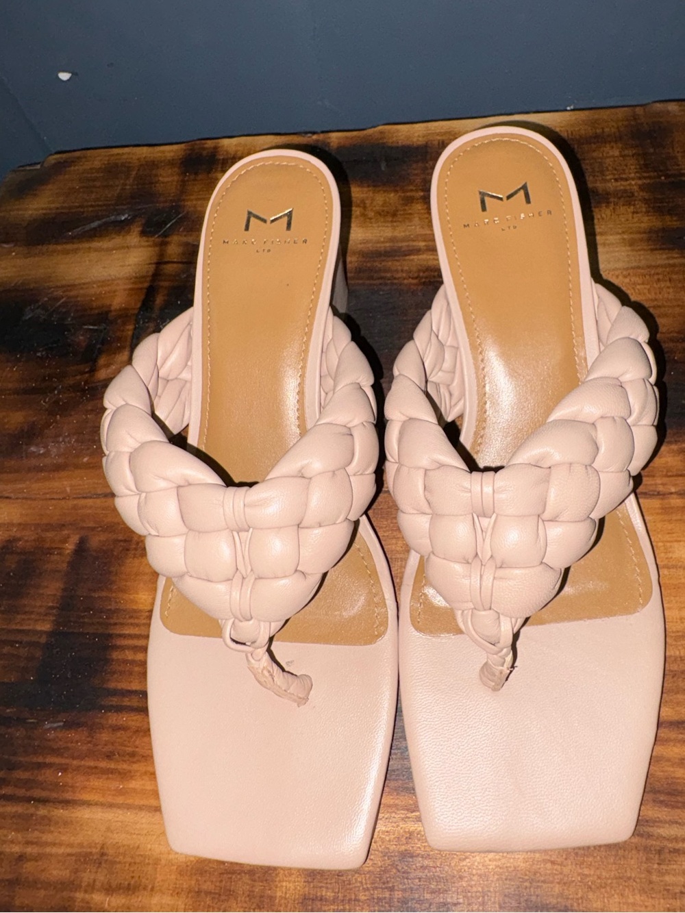 Marc Fisher Braided Thong Sandal in Blush